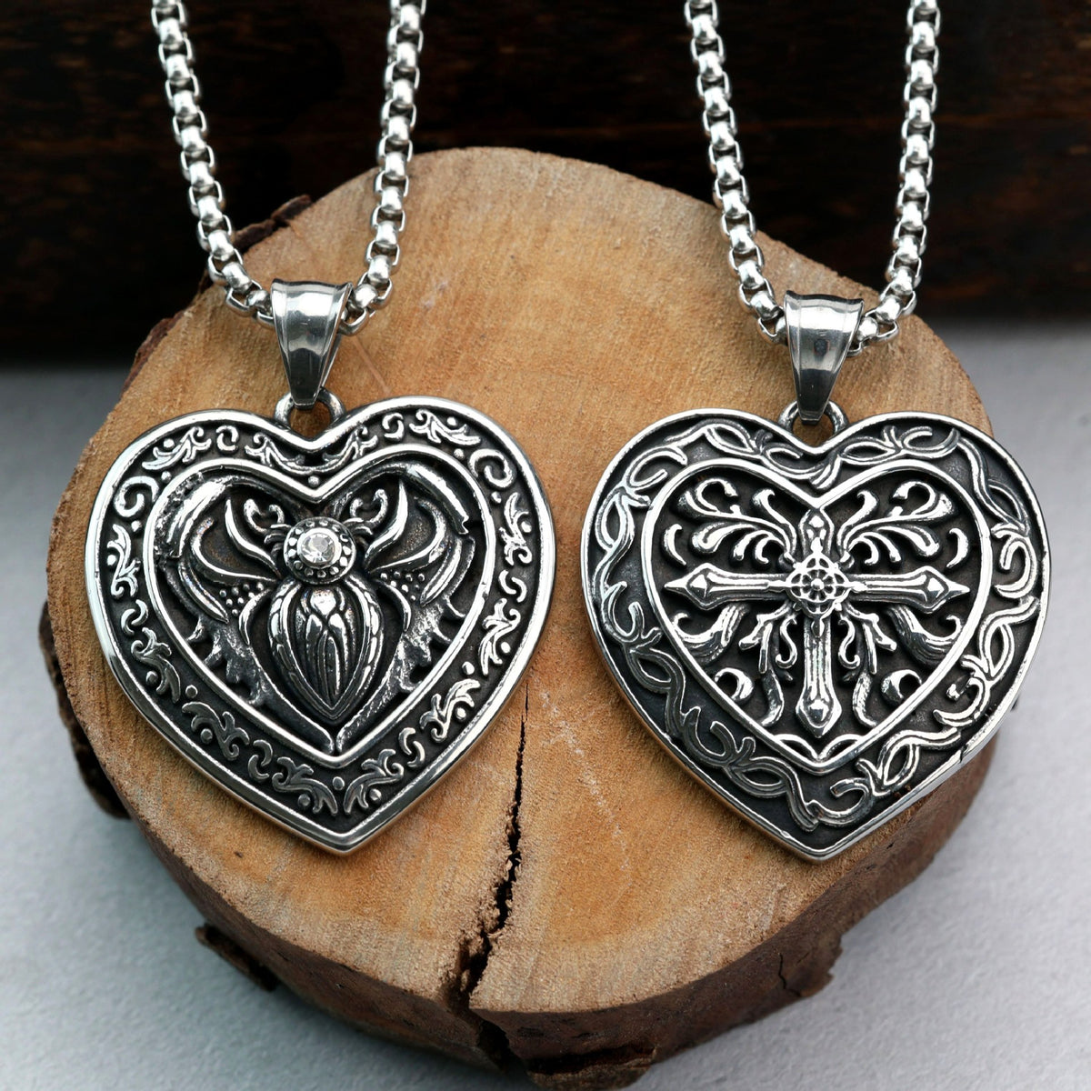 Punk Heart Stainless Steel Pendant Necklace