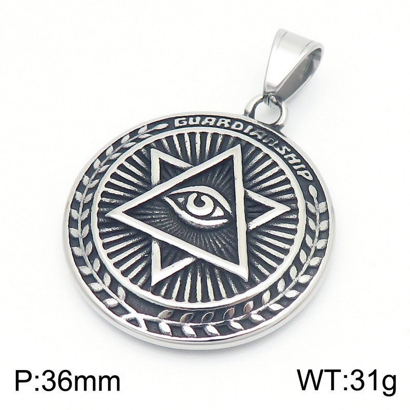 Popular Pendants, Punk Style Retro Freemasonry Hexagram Eye Of Horus Round Brand Men's Necklace
