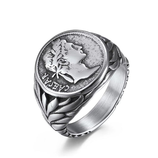 Vintage Roman Stainless Steel Ring