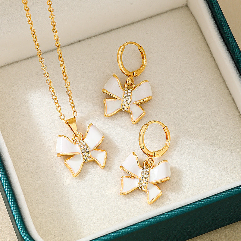 Charming Red Bow Jewelry Set for Women by Planderful