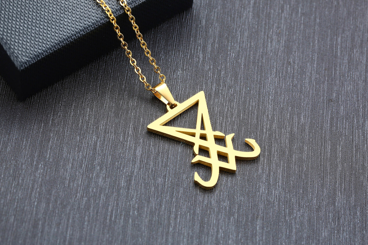 Titanium Steel Lucifer Seal Pendant for Men, Black Jewelry