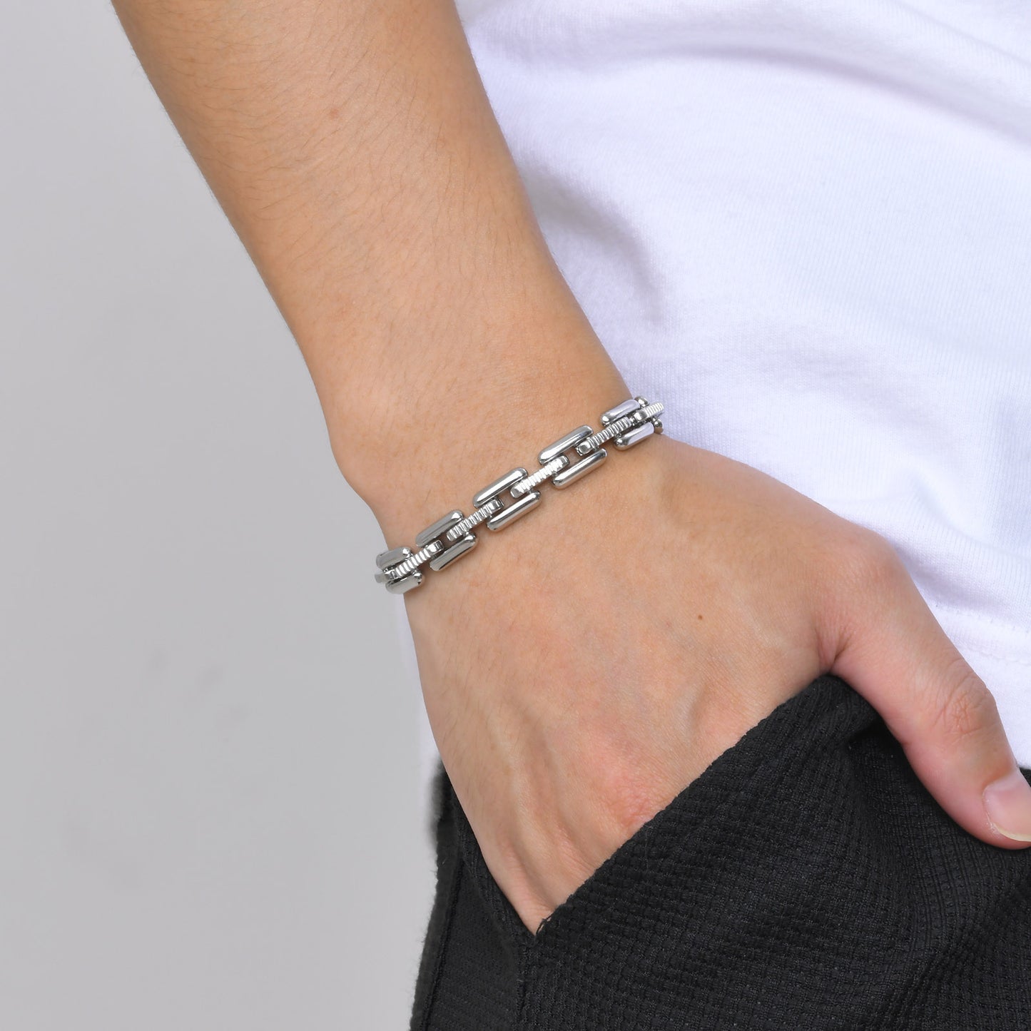 Men's Fashion Stainless Steel Handmade Chain Bracelet Hip Hop Jewelry for Men