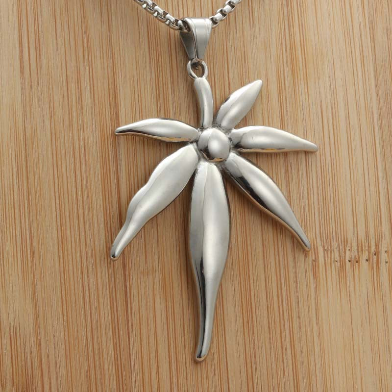 Customized Titanium Steel Floral Pendant - Retro Punk Necklace for Men and Women by Planderful