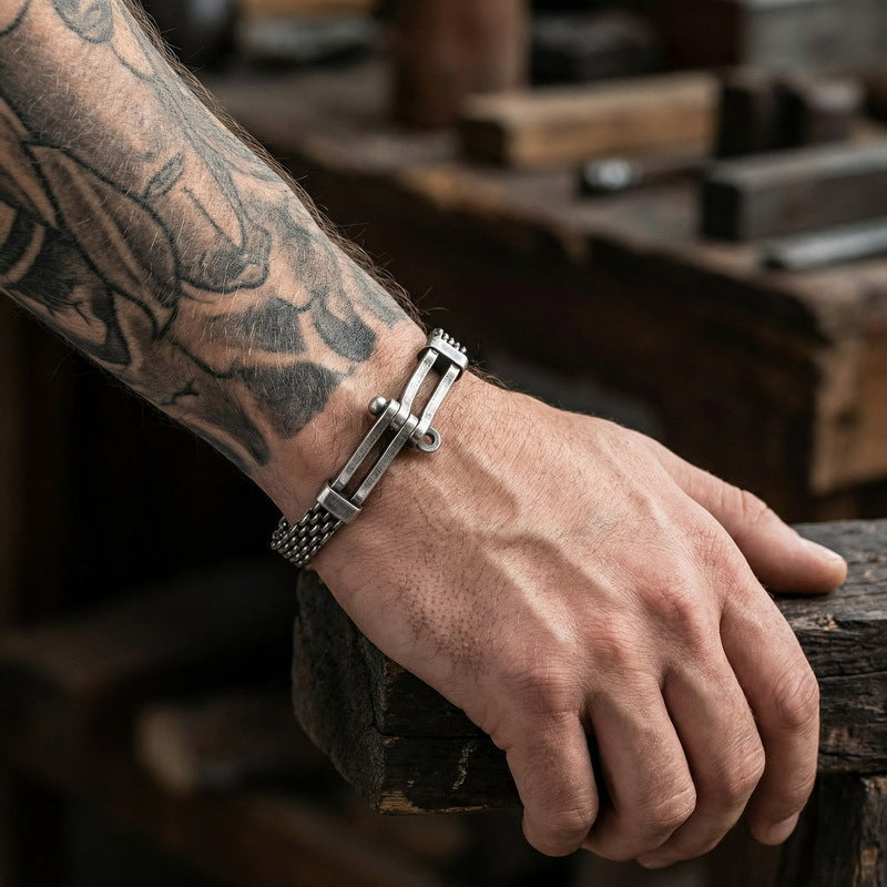 Hip-Hop Cool Locomotive Bracelet – Punk Bike Chain – Curved Mesh Chain Belt Extension
