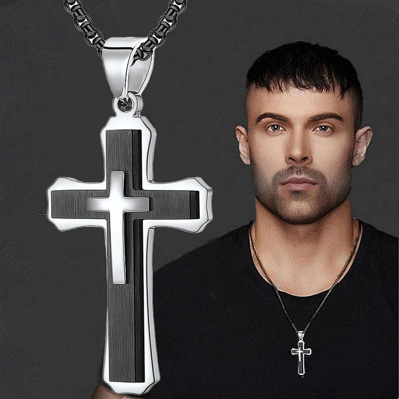 Punk Cross Stainless Steel Men's Pendant Necklace