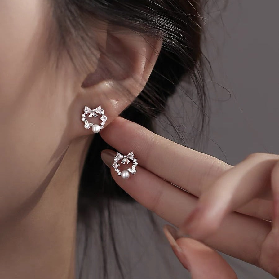 Butterfly Pearl 925 Sterling Silver Women's Earrings