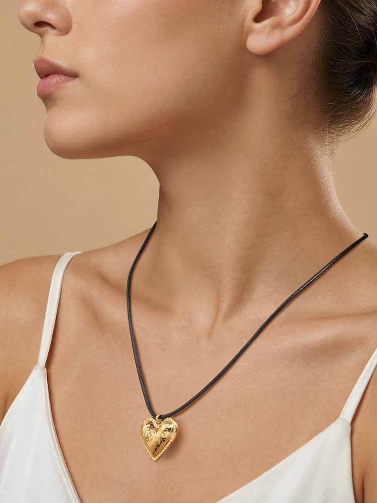 Stainless Steel Geometric Hollow Pendant Star Conch Small Flower Wax Rope Necklace