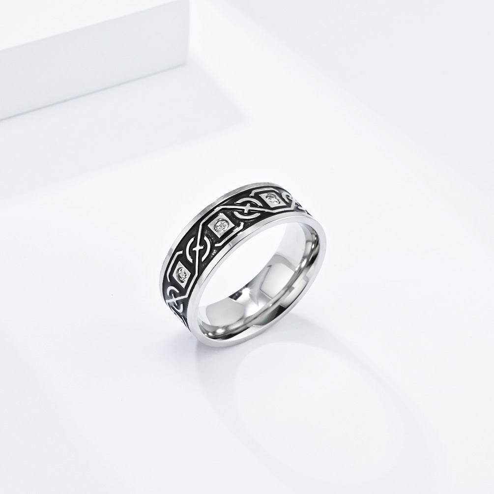Cross-Border Nordic Style Celtic Knot Titanium Steel Ring