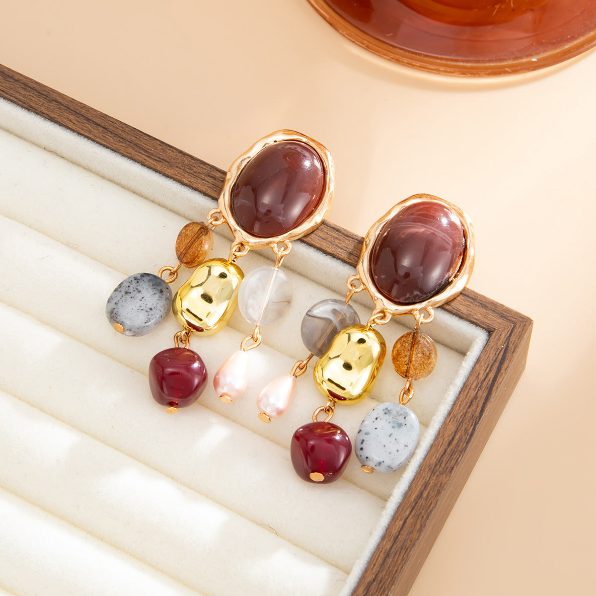 Planderful Maillard Retro Beaded Fringe Stud Earrings For Women Versatile Statement Jewelry Vienna Verve