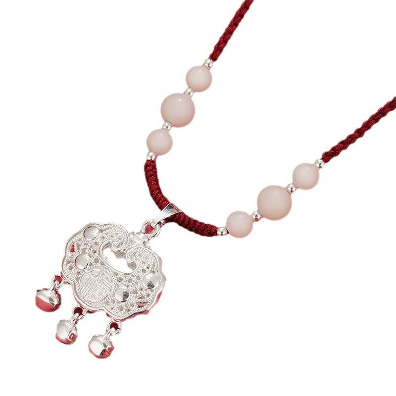 Red Cord Bodhi Ruyi Lock Necklace