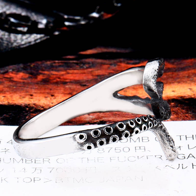 Retro Adjustable Stainless Steel Octopus Ring for Men and Women – Korean Style Personalized Jewelry
