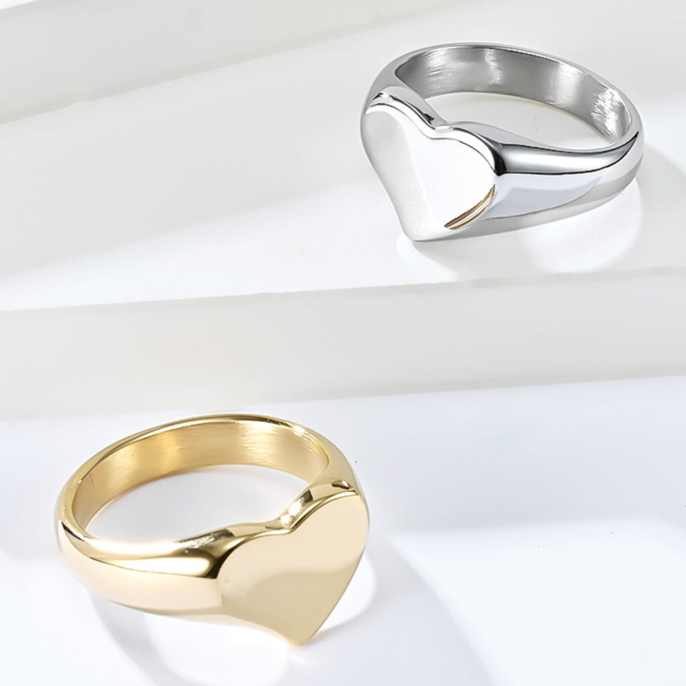 Planderful Personalized Heart Shaped Couple Ring In Steel Titanium For Men And Women