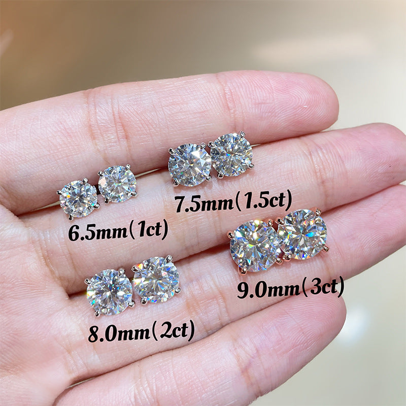 Amazon Hot-Selling Classic Four-Claw Moissanite Stud Earrings