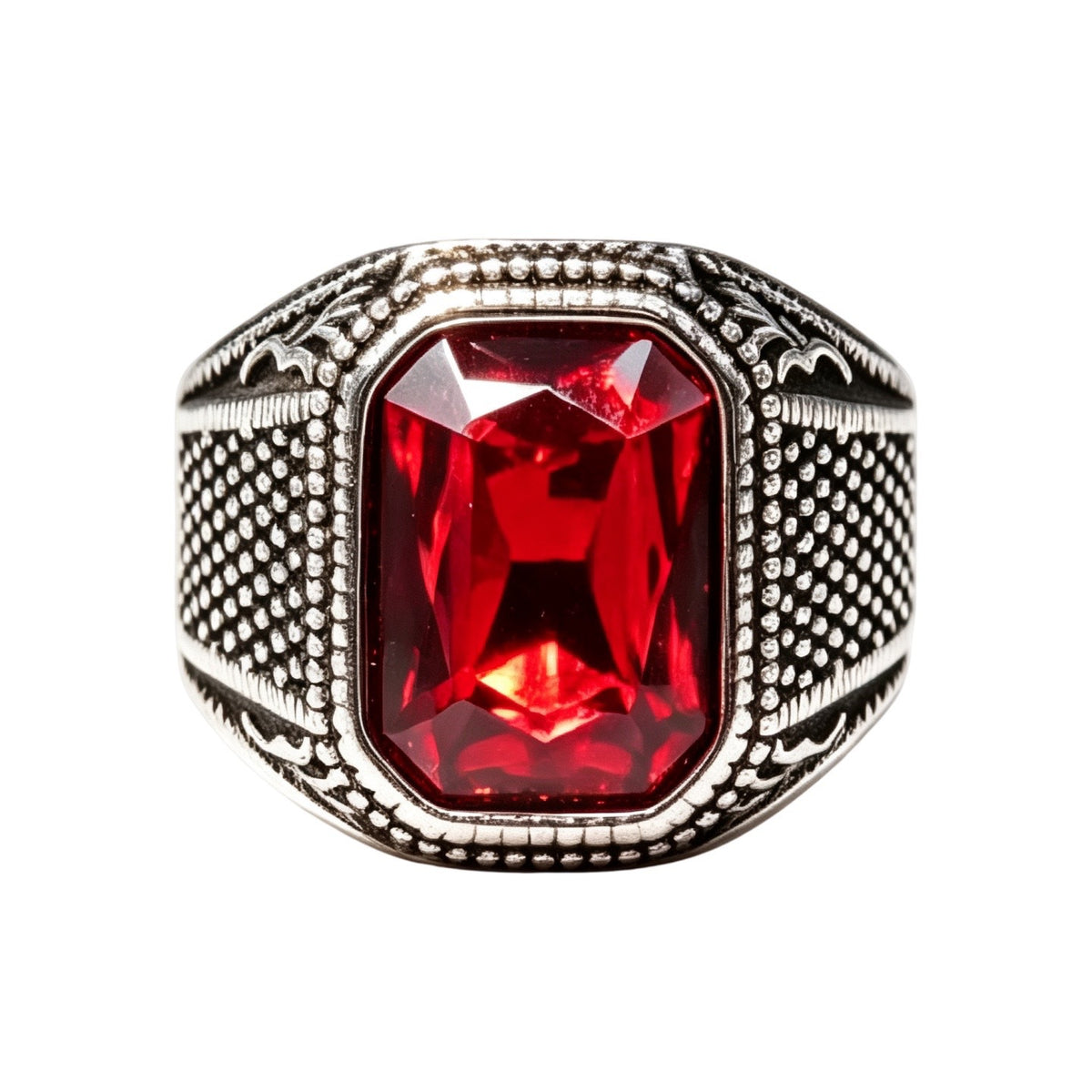 Knight Gemstone Titanium Steel Ring