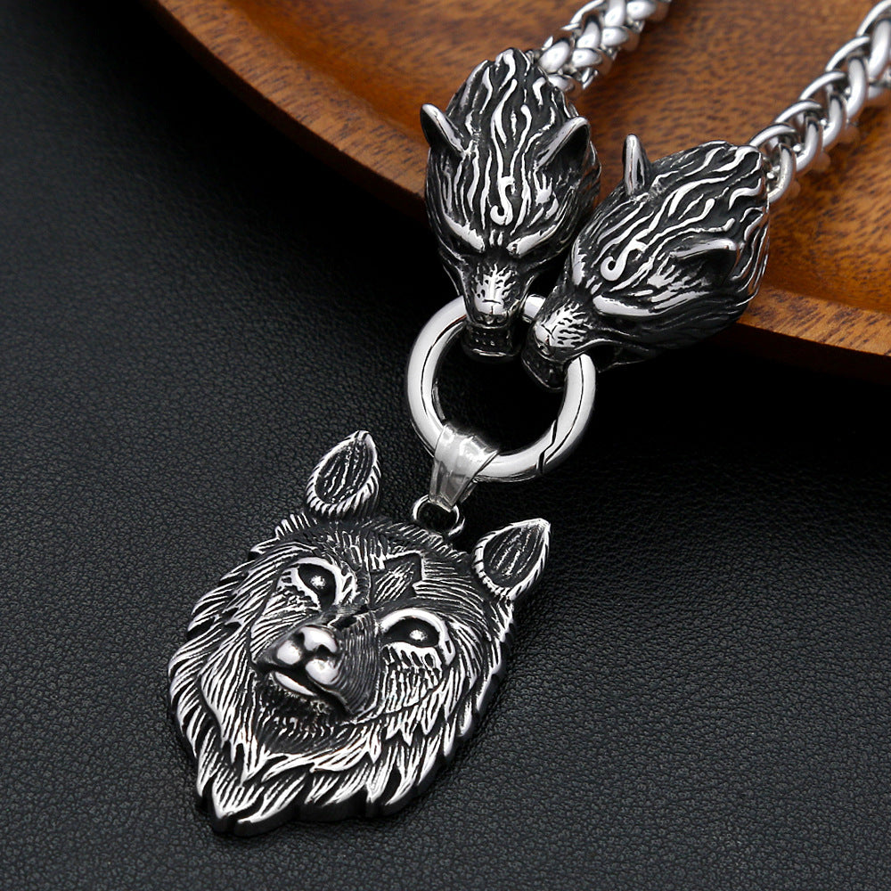 Viking Wolf Stainless Steel Men's Necklace