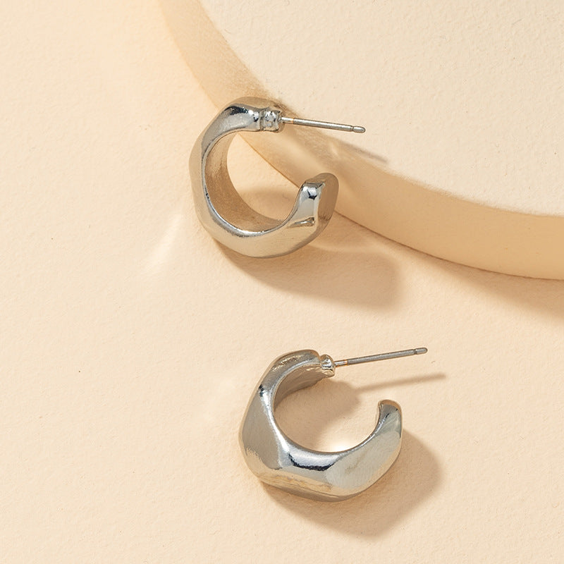 Metallic C-Shaped Cut Earrings - Vienna Verve Collection