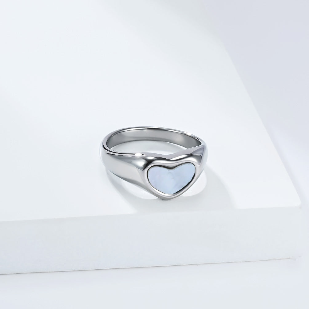 Planderful Stainless Steel Heart Ring Light Luxury High End Jewelry For Women Gift