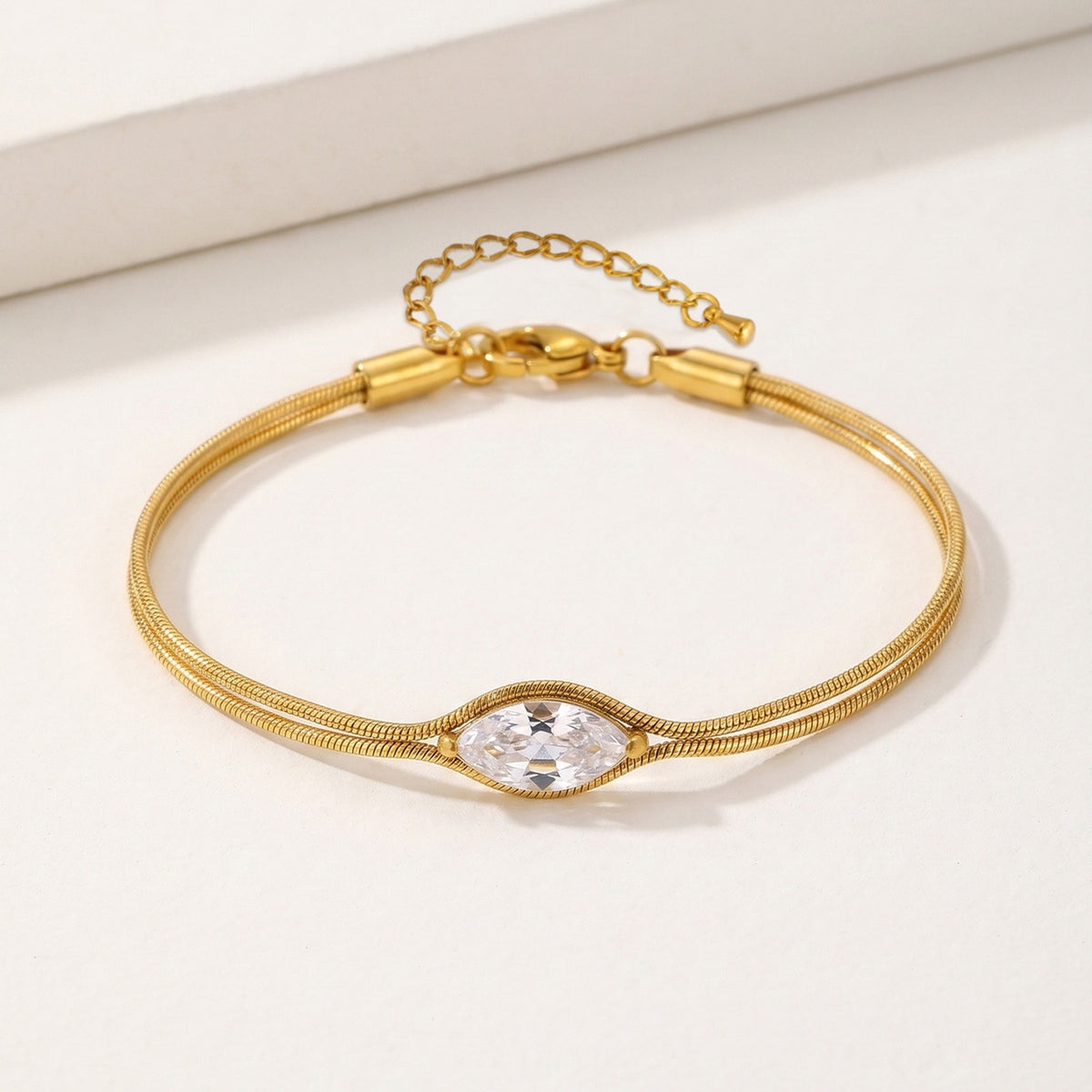 Snake Zircon Gold-Plated Stainless Steel Bracelet