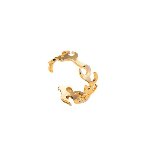Fire-shaped Open Ring with European and American Style Handmade Jewelry
