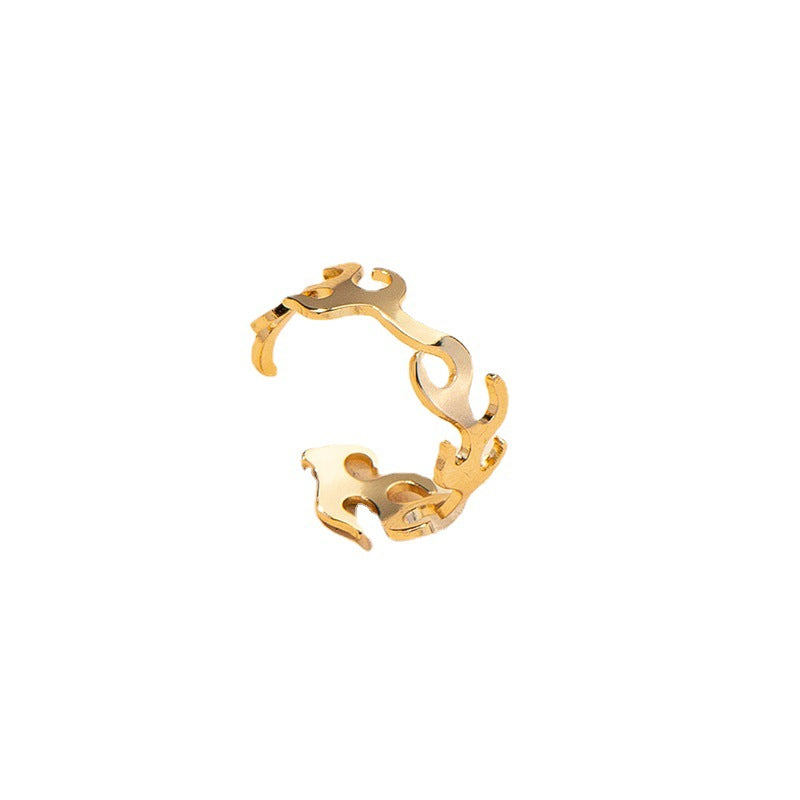 Fire-shaped Open Ring with European and American Style Handmade Jewelry