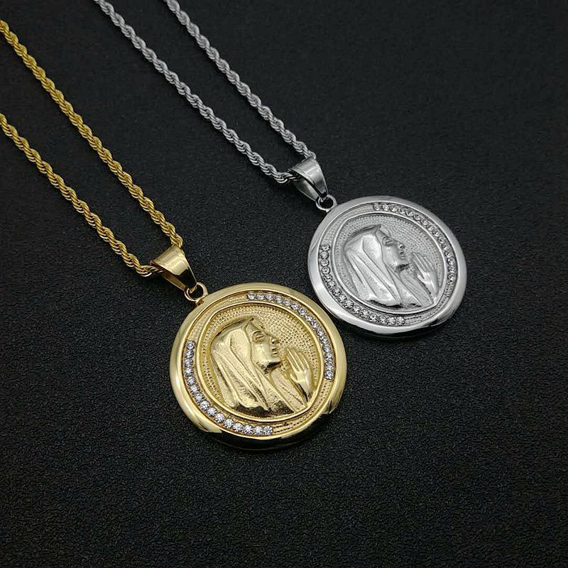 Planderful Everyday Genie Hip Hop Necklace Gold Plated Zircon Round Pendant for Hip Hop Fans