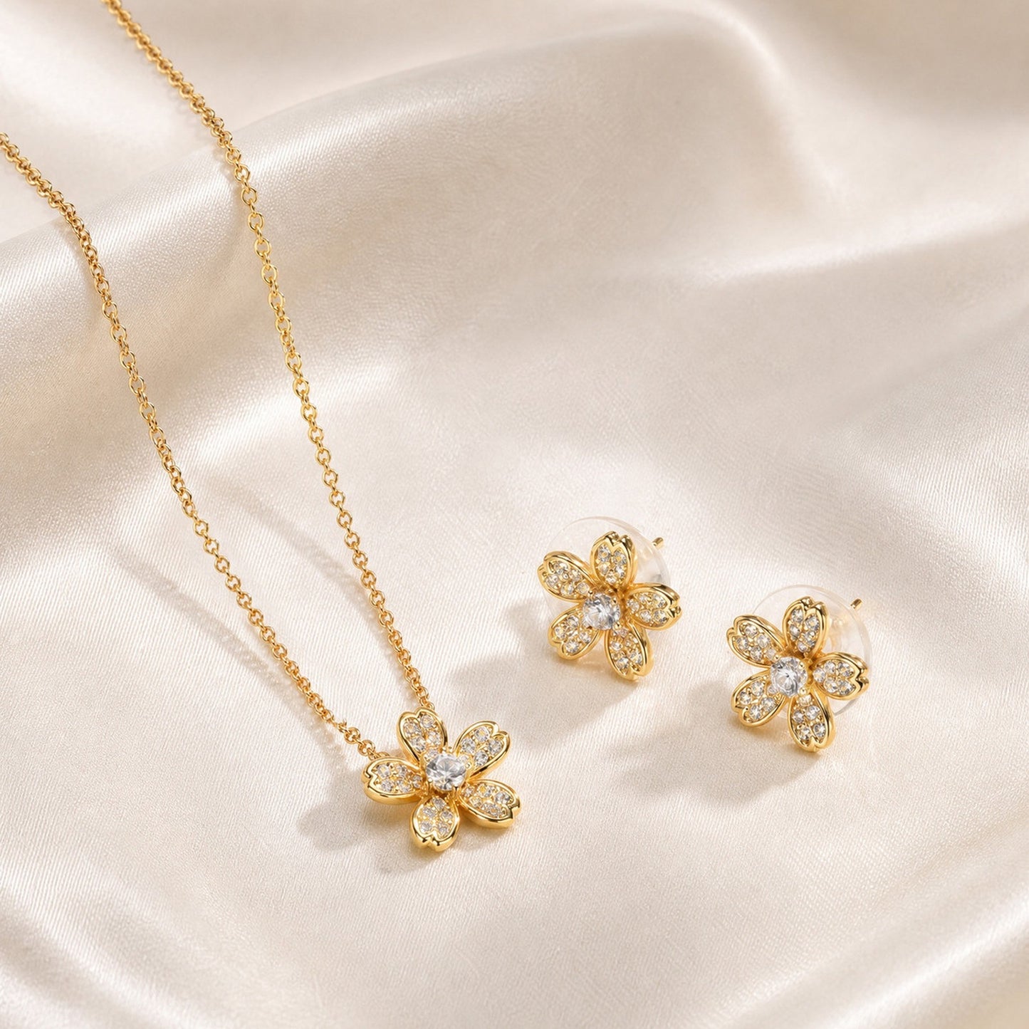 Necklace Women's Zircon Butterfly Stud Earrings Necklace Two-Piece Set – Copper Gift Set