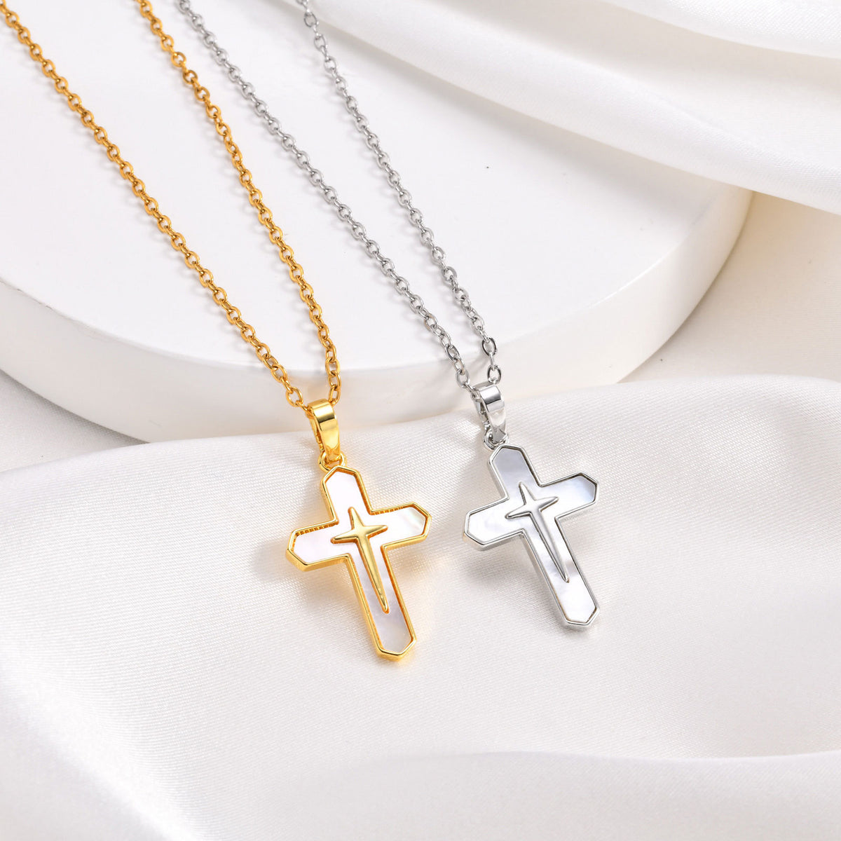 Cross Shell Copper Necklace for Women