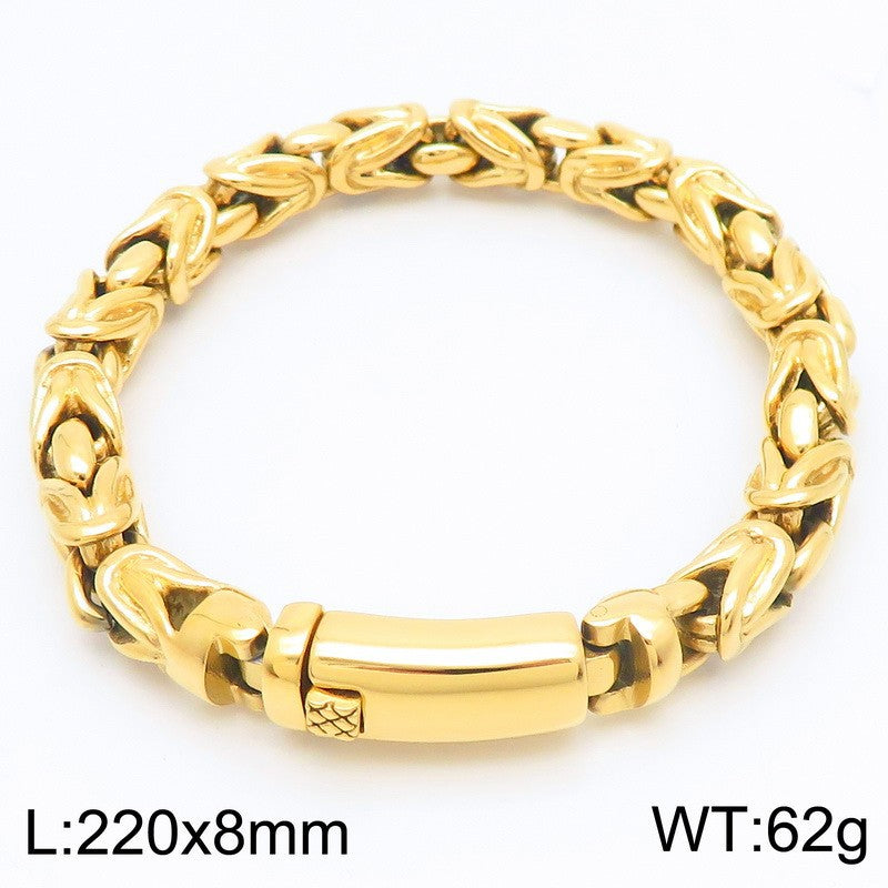 Planderful 18K Gold Mens Bracelet Punk Style Titanium Steel