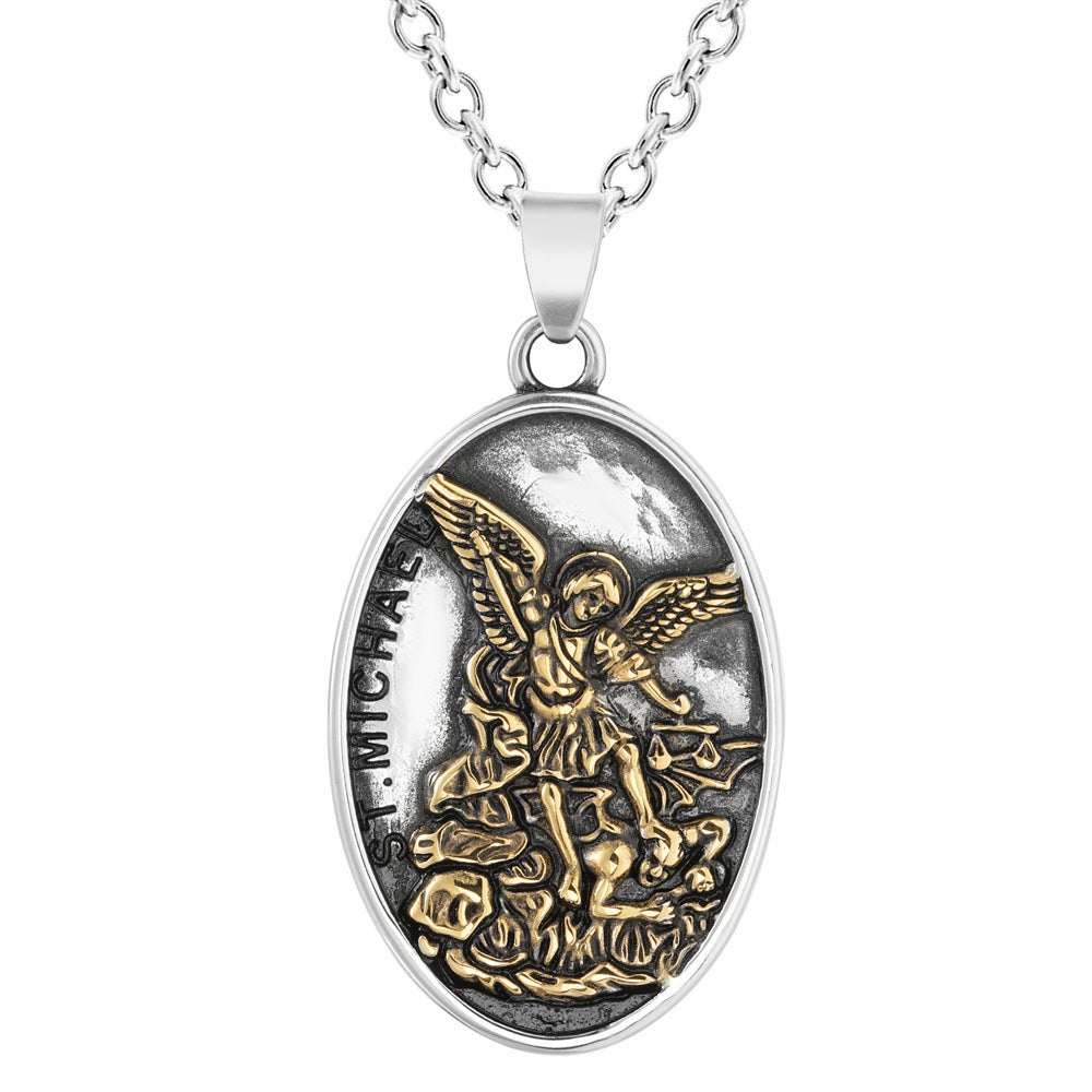 Personalized Retro Greek Mythology Titanium Steel Angel Pendant for Men - Wholesale European and American Jewelry