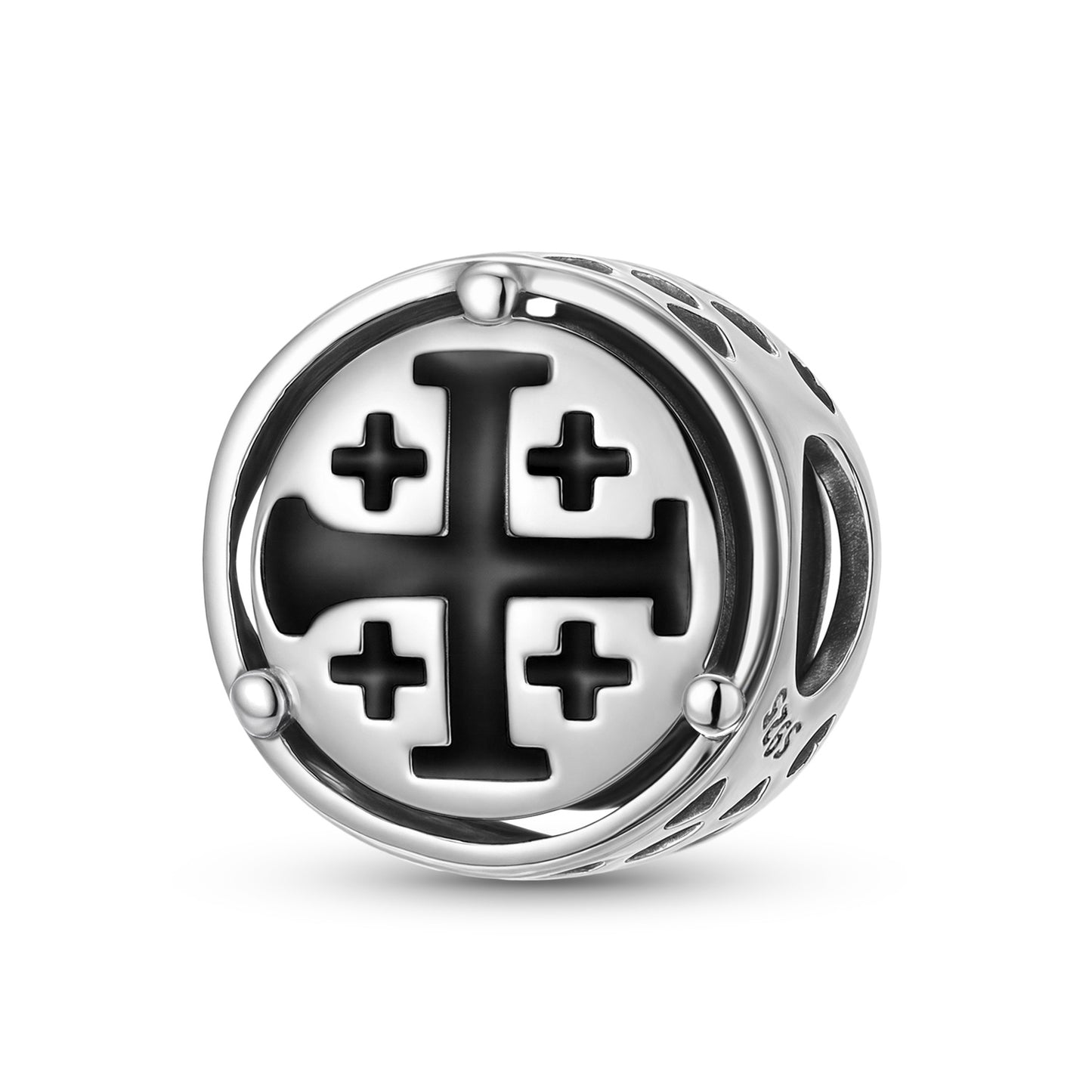 Planderful Jewelry Jerusalem Cross Beading Pendant Bracelet in Sterling Silver S925