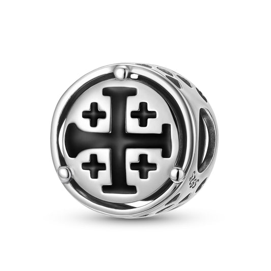 Planderful Jewelry Jerusalem Cross Beading Pendant Bracelet in Sterling Silver S925
