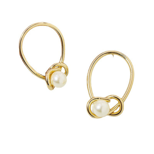 Metallic Pearl Earrings from Vienna Verve Collection - Trendy Cross-Border Jewelry from South Korea and Beyond
