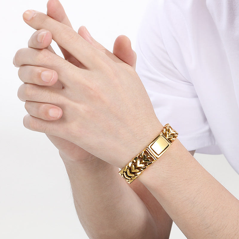 Planderful Titanium Woven Heart Unisex Bracelet For Him Her