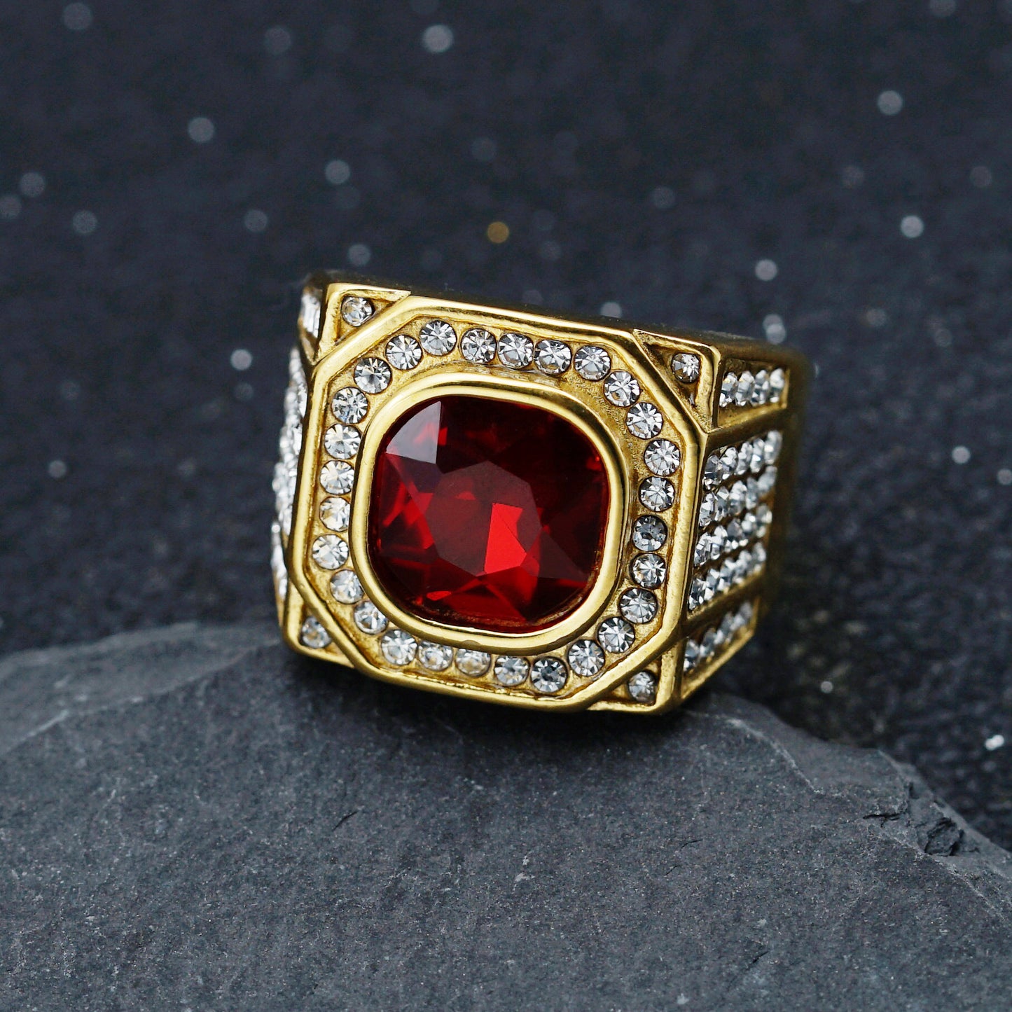 Planderful Everyday Genie Stainless Steel Zircon Ring Personalized for Men Unisex Statement Jewelry