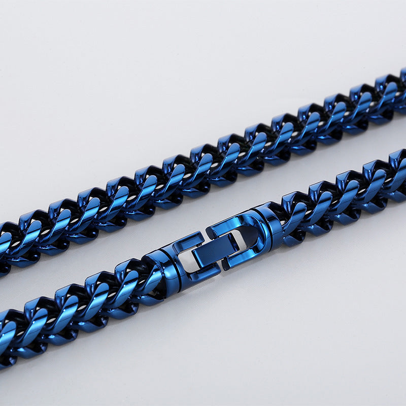 Hip-Hop Cool Round Grinding Three-Dimensional Necklace, Vacuum Electroplated Keel Chain Titanium Steel Men's