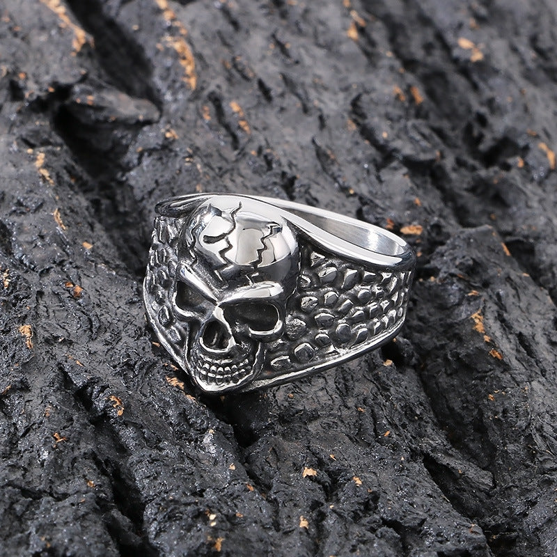 Planderful Ghost Head Skull Ring For Men Stainless Steel