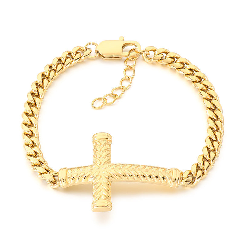 Adjustable – Rock Hip Hop Twist Cross Layered Cuban Chain Titanium Steel Men's Bracelet