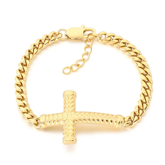 Adjustable – Rock Hip Hop Twist Cross Layered Cuban Chain Titanium Steel Men's Bracelet