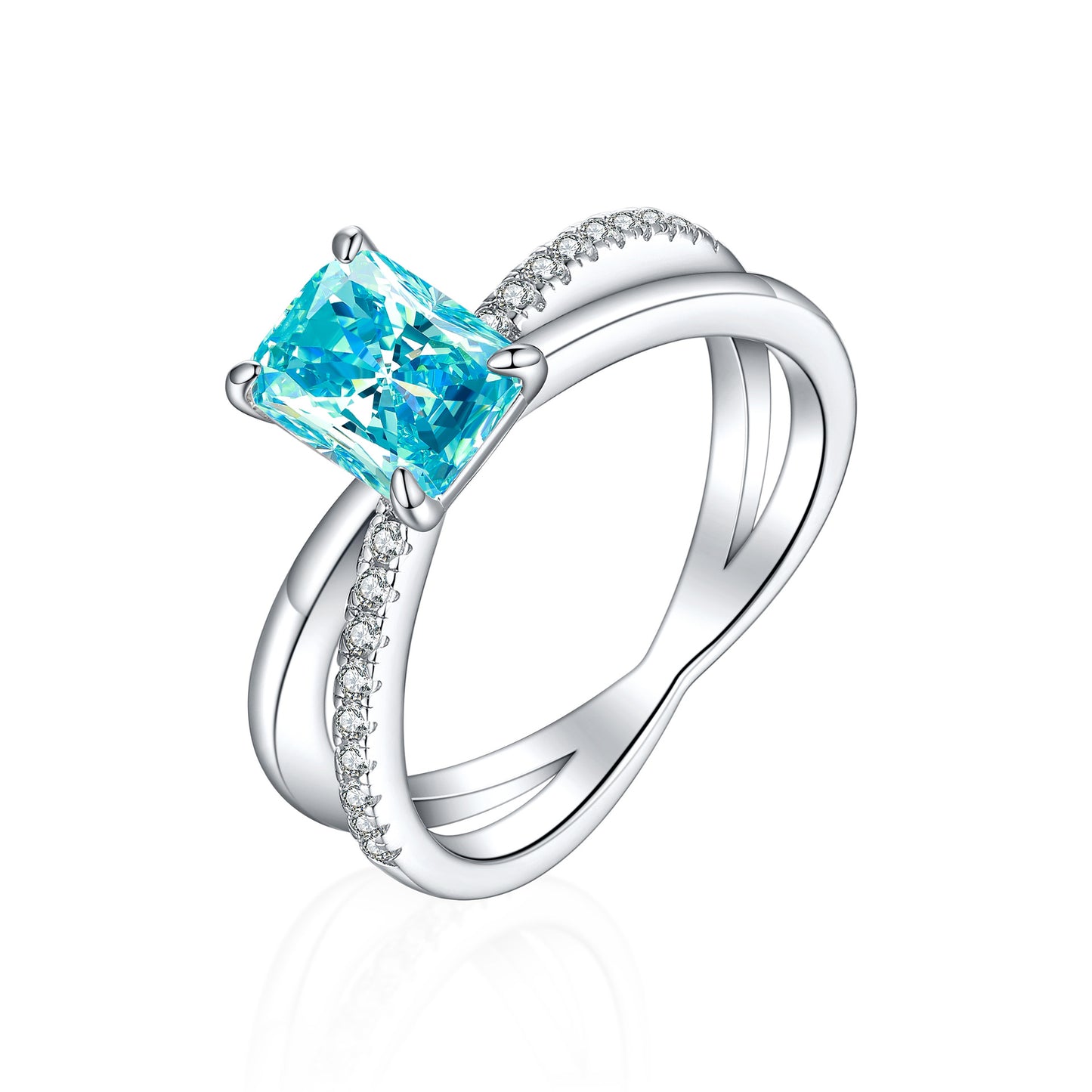 European and American 925 Sterling Silver 1.5ct Zircon Ring