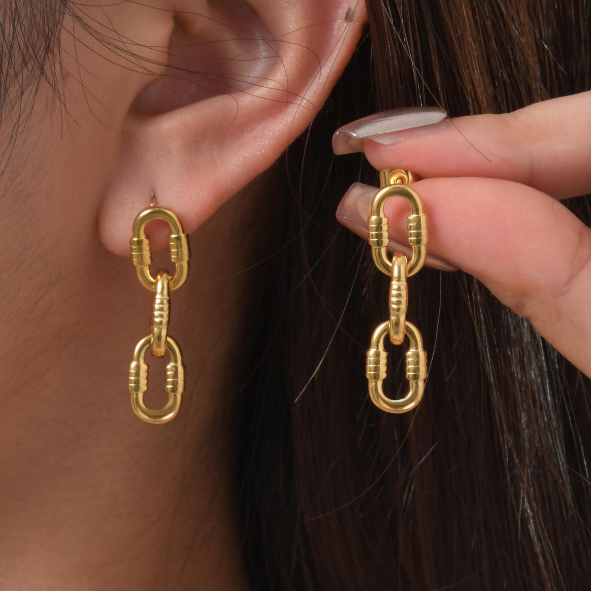 Contemporary Gold-Tone Stainless Steel Earrings