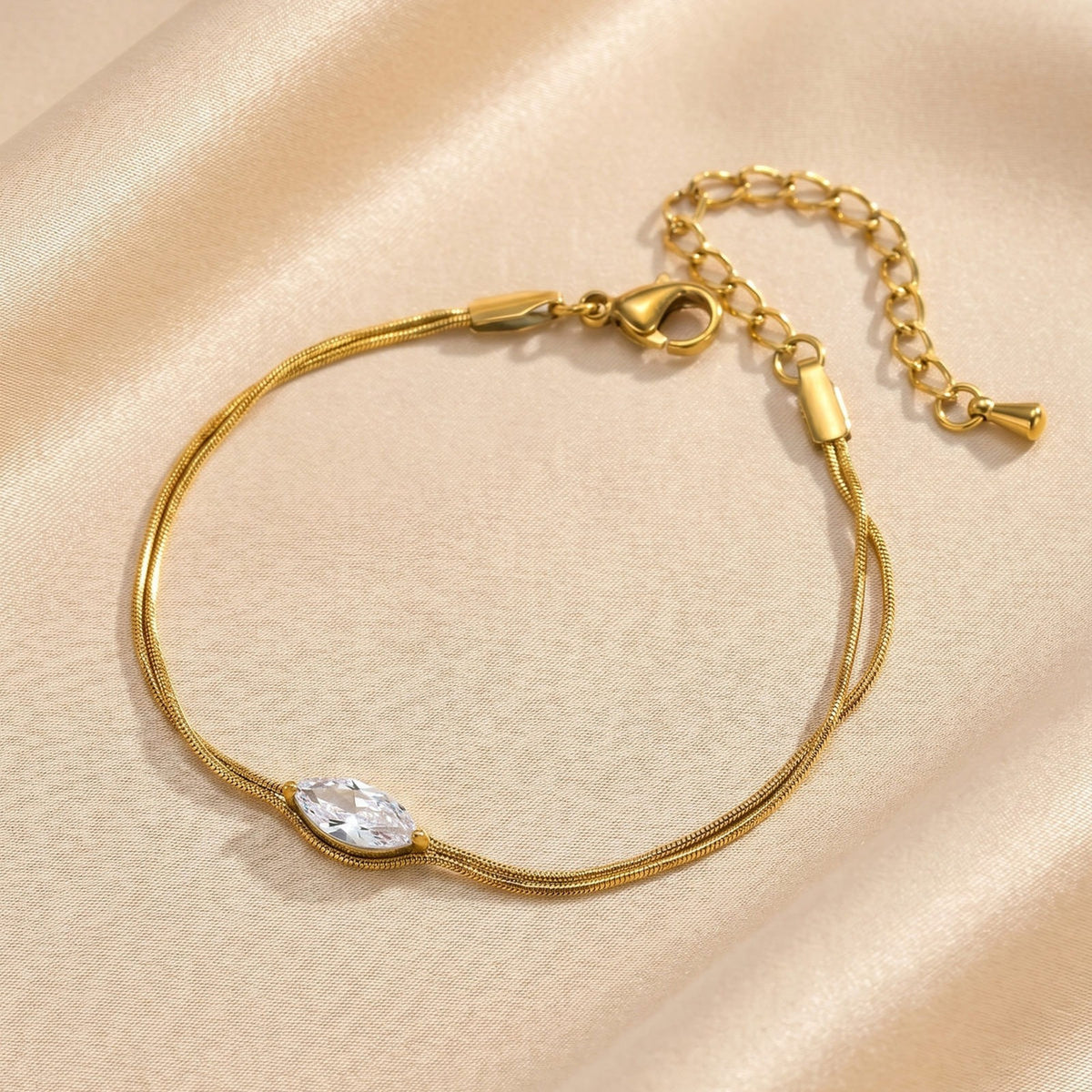 Snake Zircon Gold-Plated Stainless Steel Bracelet
