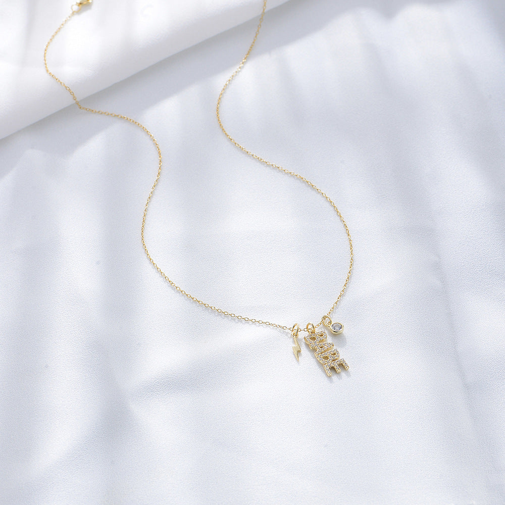S925 Silver Inlaid Zircon Babe English Letter Necklace Pendant