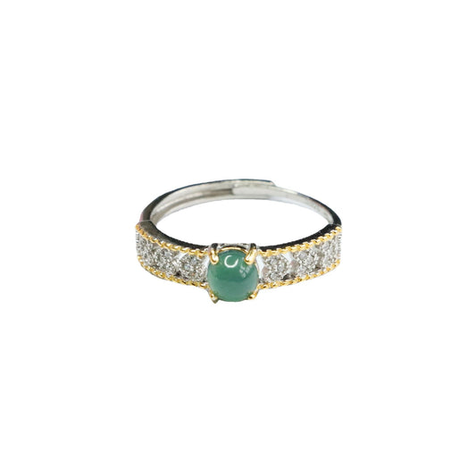 Icy Blue Jadeite Heart 925 Silver Ring