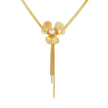 Jewelry ins wind design stainless steel blade chain zircon clover Y-shaped necklace