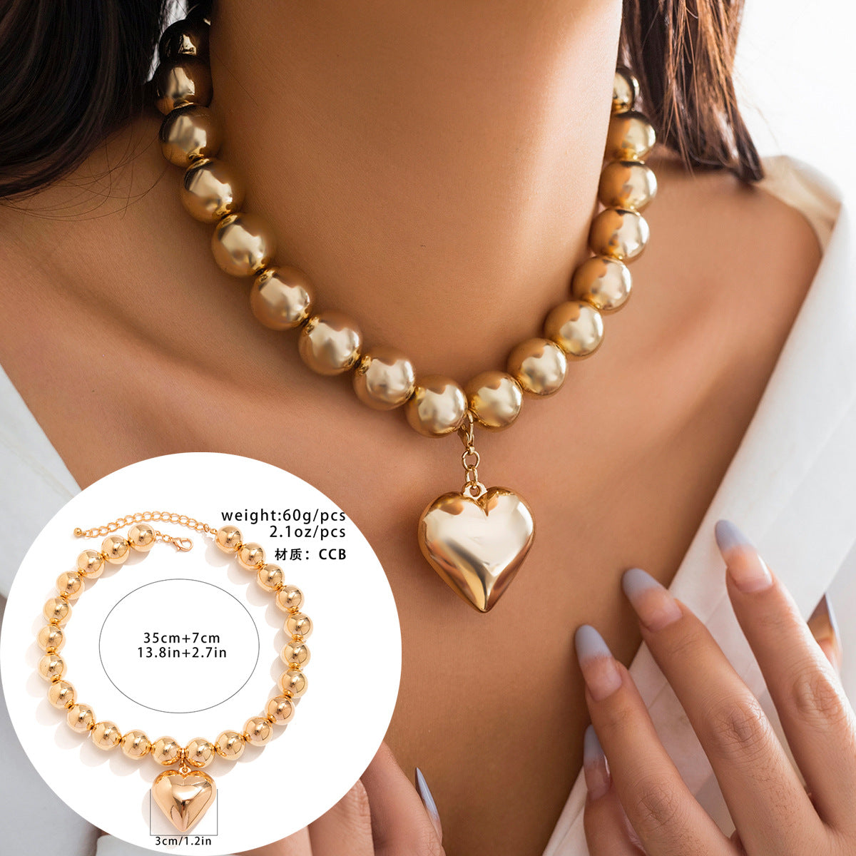 Exaggerated Cross-border Cyber Wind Multi-Layer Necklace with Detachable Love-Shaped Pendant