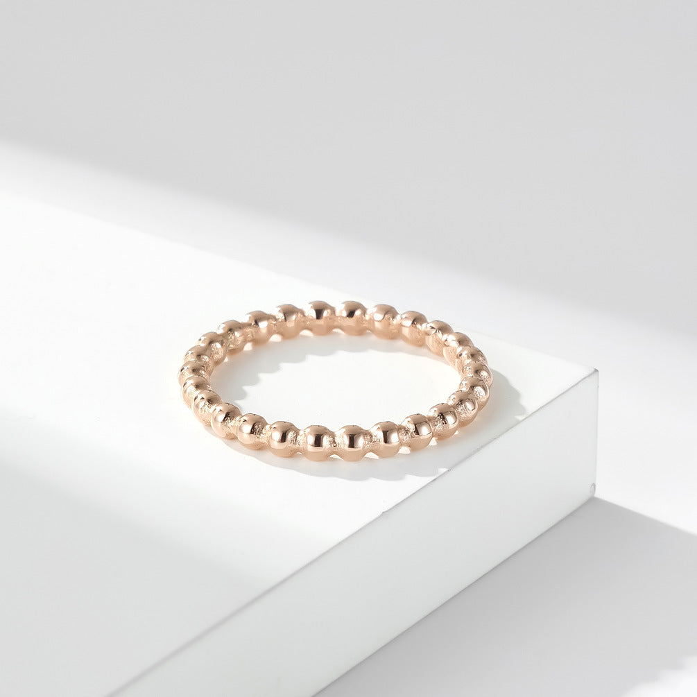Planderful Everyday Genie Titanium Steel Stackable Ring For Women Beaded Round Beads Minimal Bold Jewelry