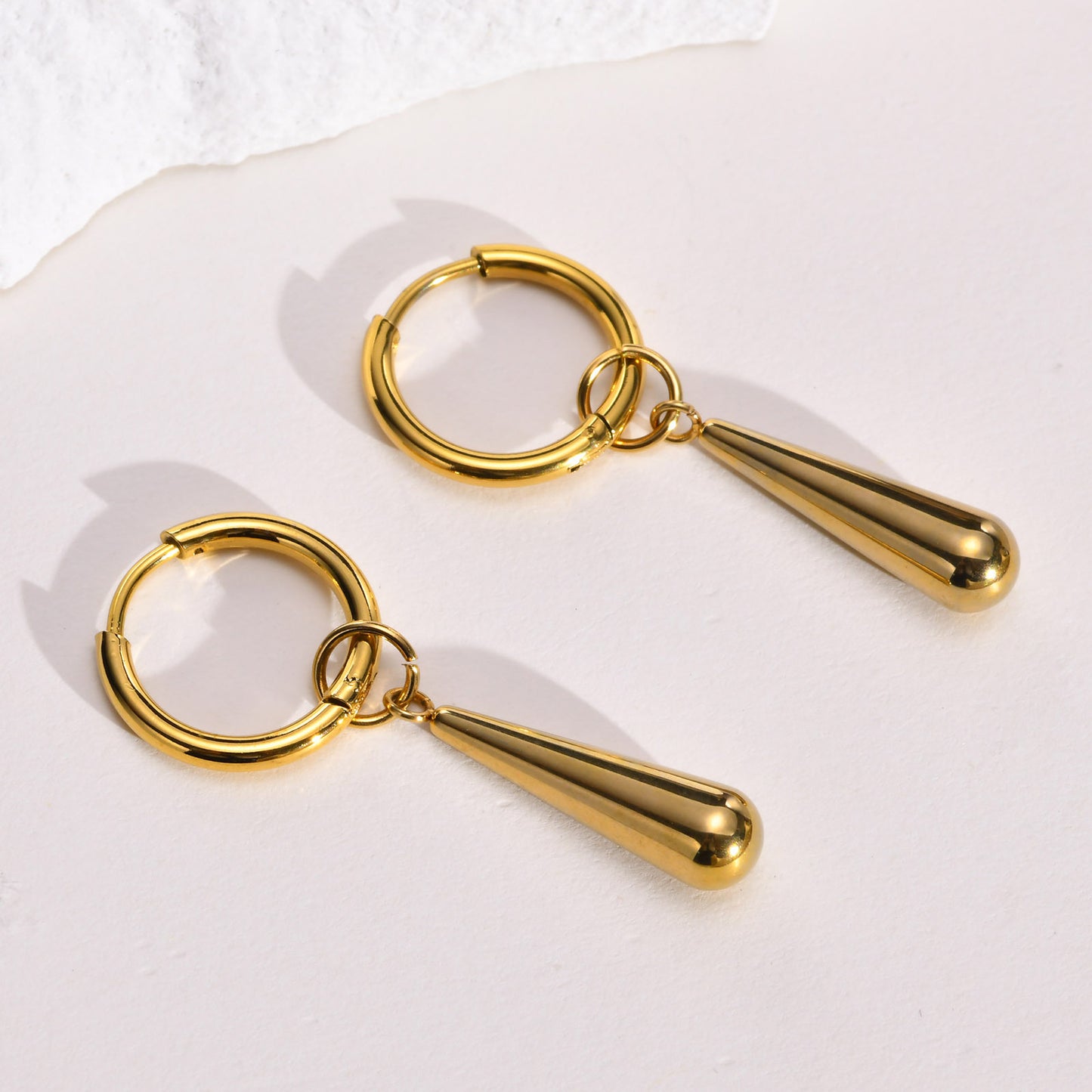 Titanium Steel Earrings Gold Water Drop Women Fashion Accessories