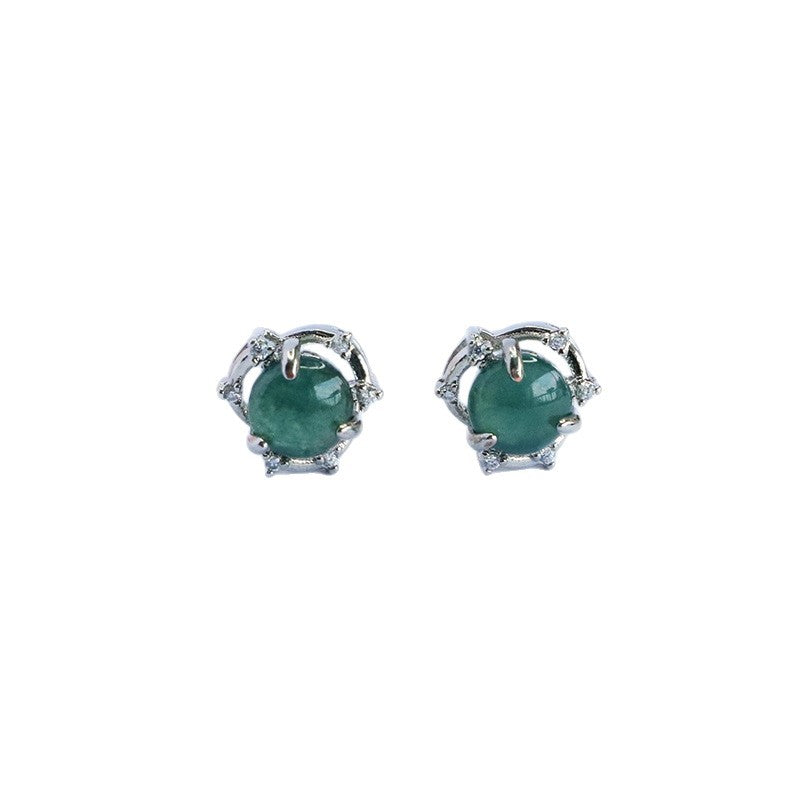 Blue-Water Jadeite Star Trail Stud Earrings