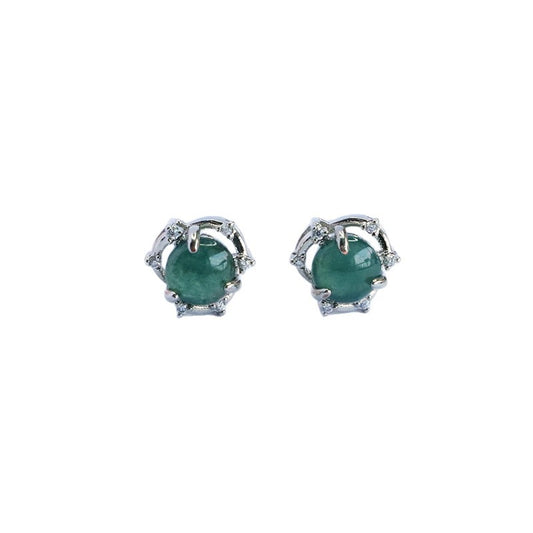 Blue-Water Jadeite Star Trail Stud Earrings