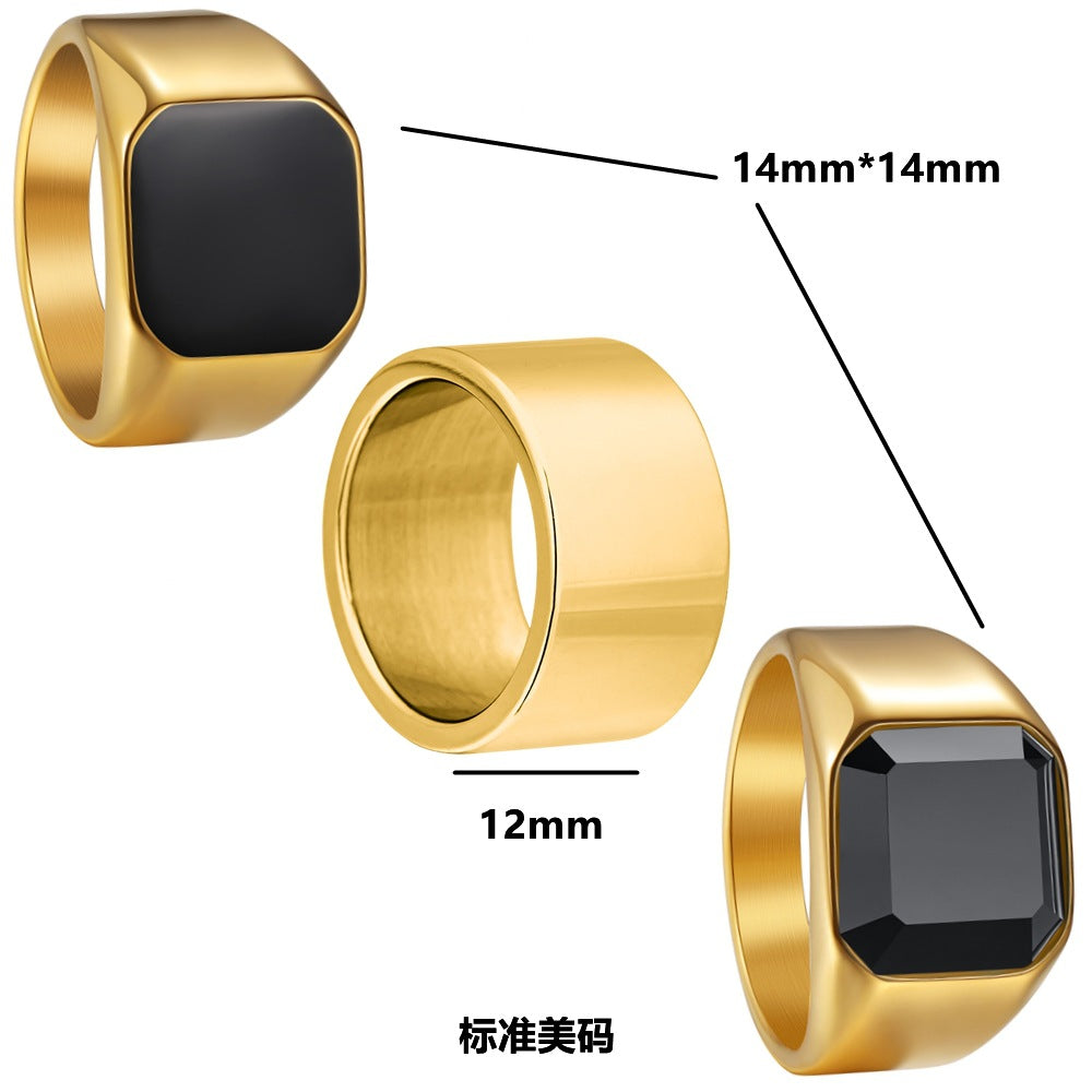 Planderful Mens Titanium Ring Set Inlaid Gemstones